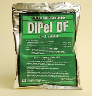 Valent, Dipel DF, dry flowable, biological insecticide, (Bt) Bacillus thuringiensis, kurstaki; ABTS, 351 strain