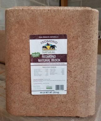Redmond Natural Block, Redmond Minerals, Natural Salt block, livestock feed and supplement, unrefined trace minerals